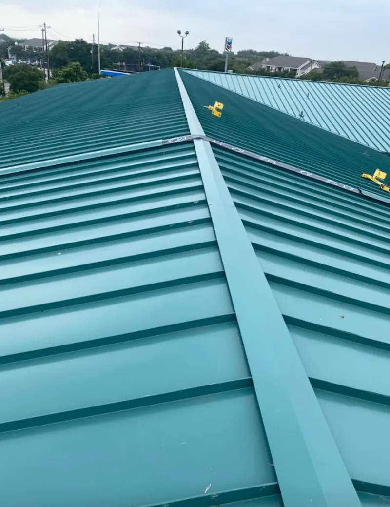 Green commercial metal roof ridge and valley for Metal Roof Repair in McAlester